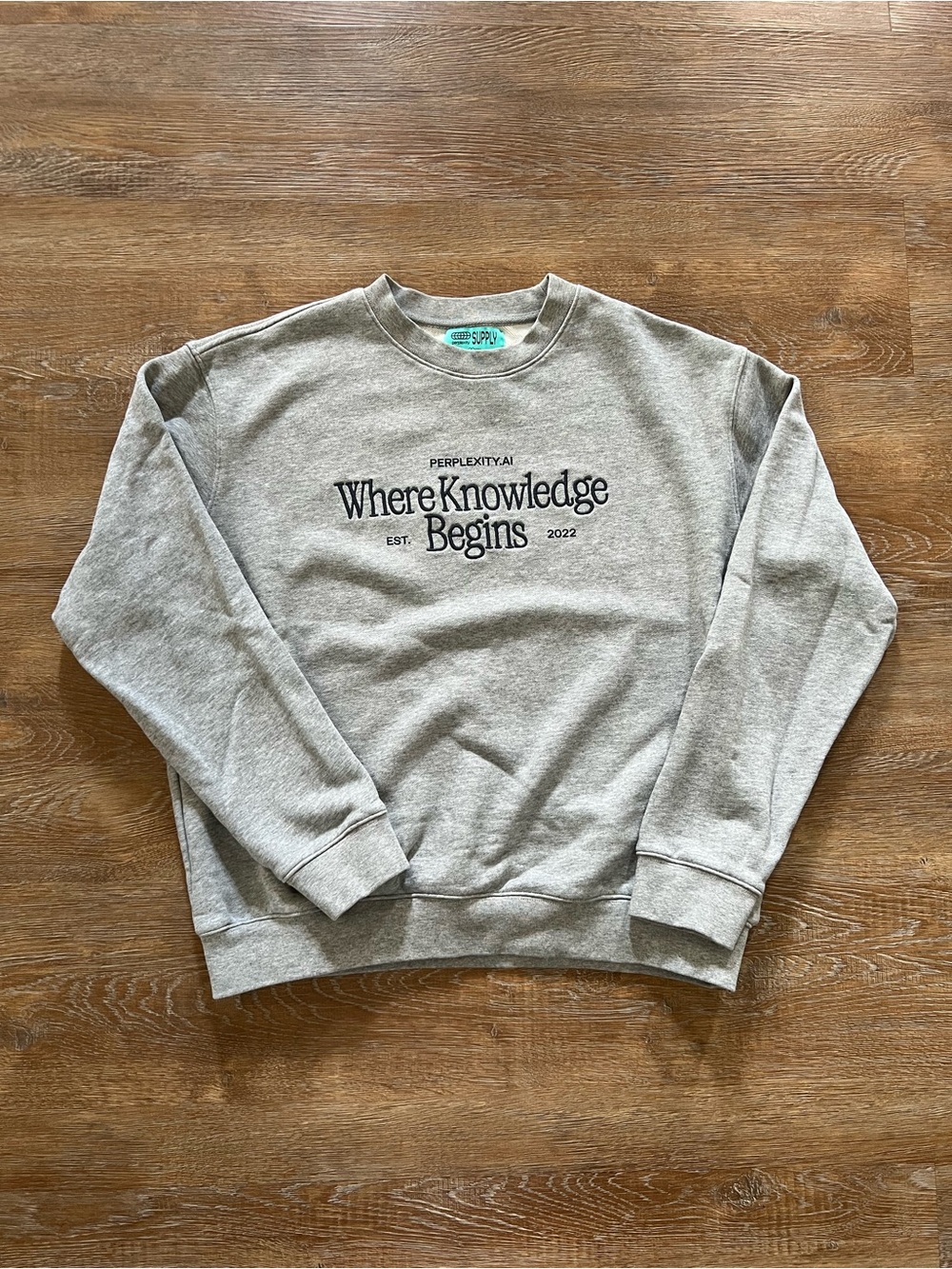 Perplexity AI x Supply Where Knowledge Begins Sweatshirt | Gray | Large